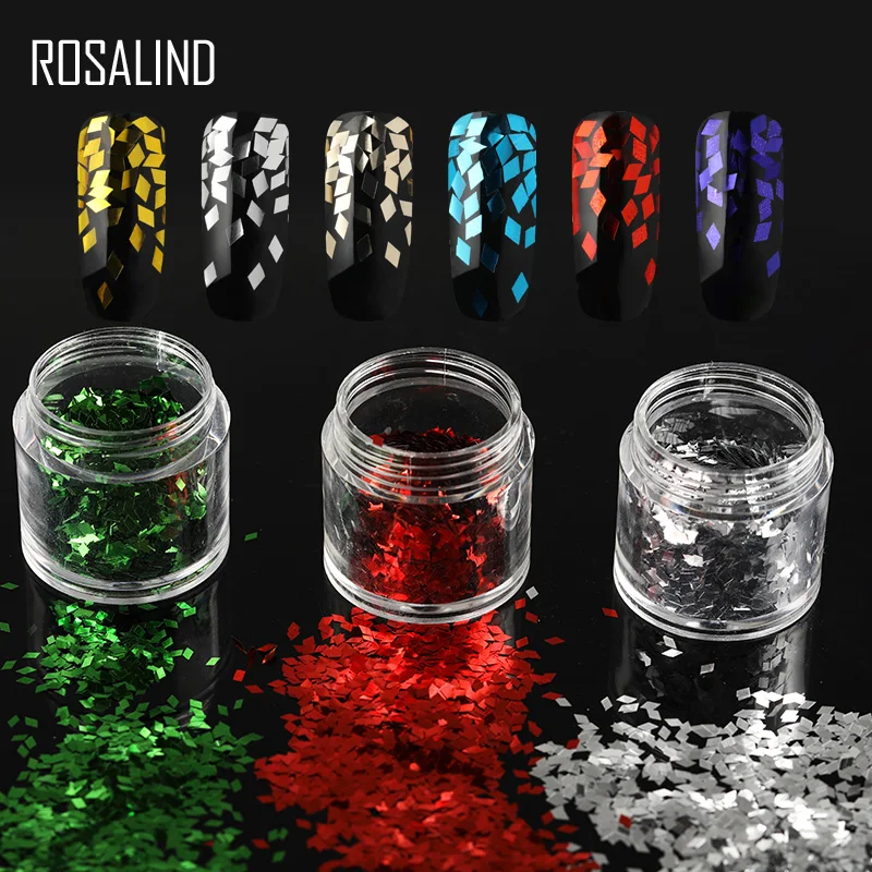 

ROSALIND Shiny Makeup Glitter Dust Rhombus Sequin Nail Glitter Powder 1 Box Nail Decoration Sparkles Manicure For UV Gel Polish