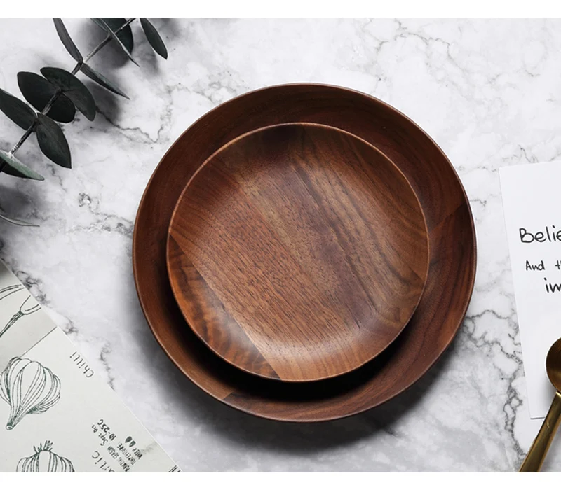 Round Wooden Plate Cake Plate Kitchen Sushi Dessert Serving Plate Food Container Wood Plates Dishes Wooden Utensils Tableware (7)