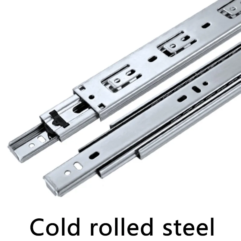 

1 Pair HG45V Silver color Three Sections Drawer Track Slide Guide Rail accessories for Furniture Slide Hardware Fittings