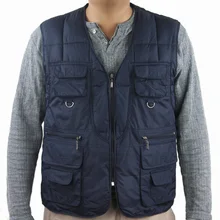 Горячее предложение! Распродажа! Профессиональный пользовательский осенне-зимний жилет для пожилых людей, хлопковый жилет с несколькими карманами, темно-синий Размер L-XXXL