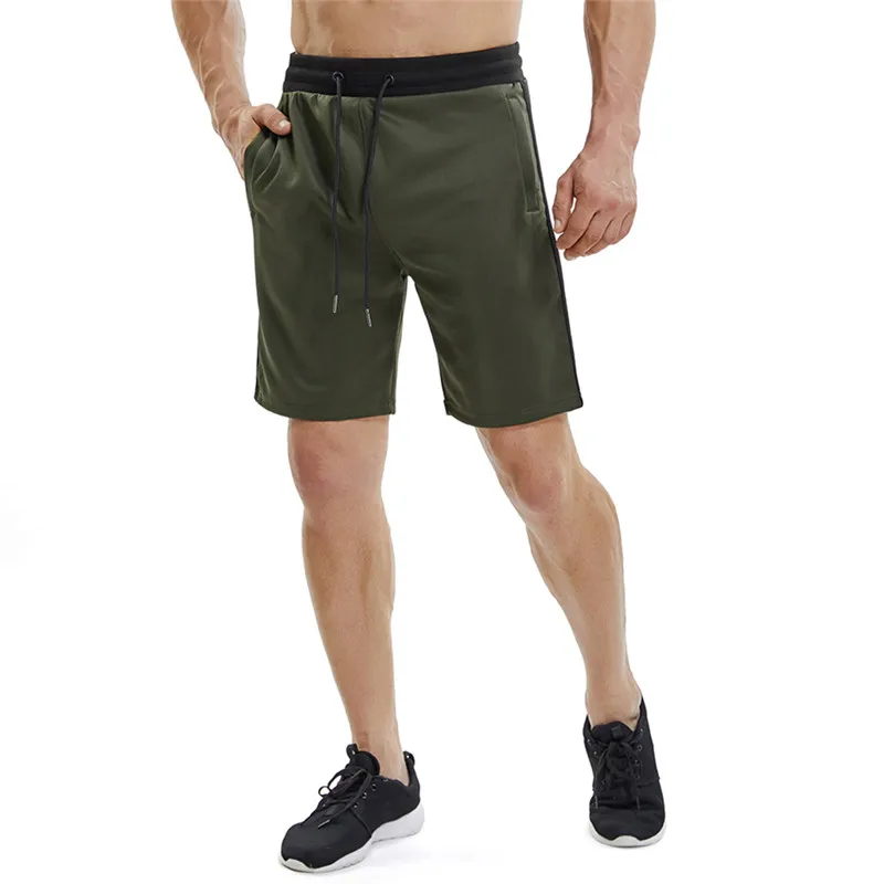 Mens Gym Shorts Side Stripe Crossfit Short Sport Homme Zipper Pocket