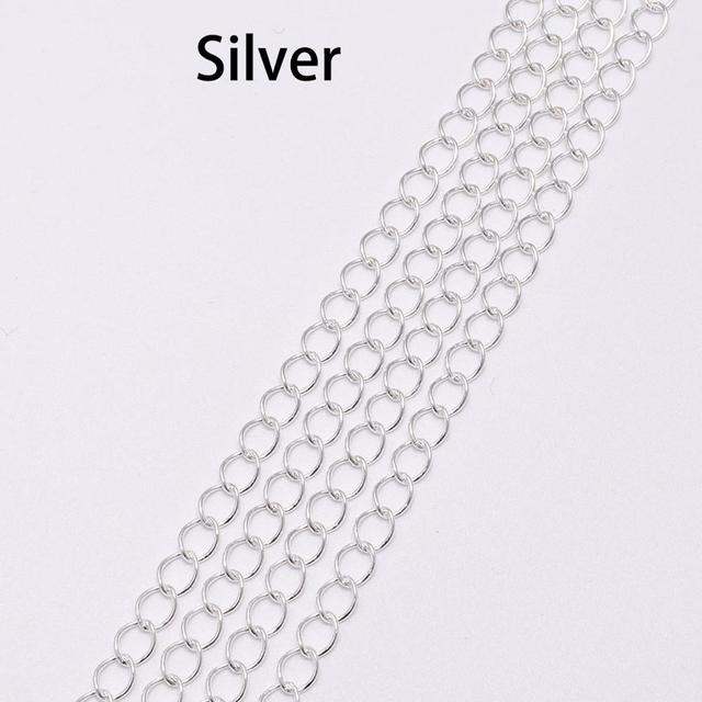 2.5 2.8 3.6 4.8 mm Long Open Link Ring Extended Extension Necklace Chains Tail Extender Chain For Jewelry Making Supplies