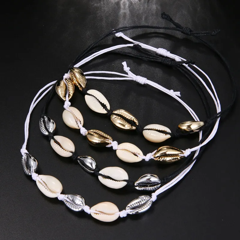 Boho Sea Shell ножные браслеты на босую ногу для женщин Seashell цепочка на лодыжку браслет на ногу серебро золото оболочки пляж лодыжки ювелирные изделия в стиле "Бохо"