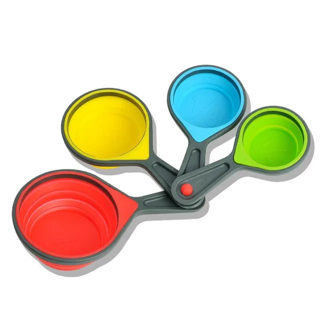 10set Collapsible Portable Silicone Measuring Cups, 4 Piece Set Folding