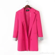 Women Office Formal Double Breasted Feminino Casual Blazer Jacket Long Sleeve Large Size Candies Color Coat Fashion Cardigan 3XL