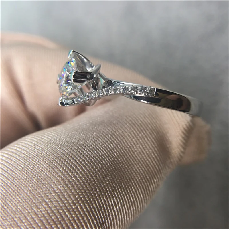 YANHUI Twist Curl Твердые 925 пробы серебряные Необычные кольца набор 1 карат CZ Диамант Юбилей обручальные кольца для женщин JR071