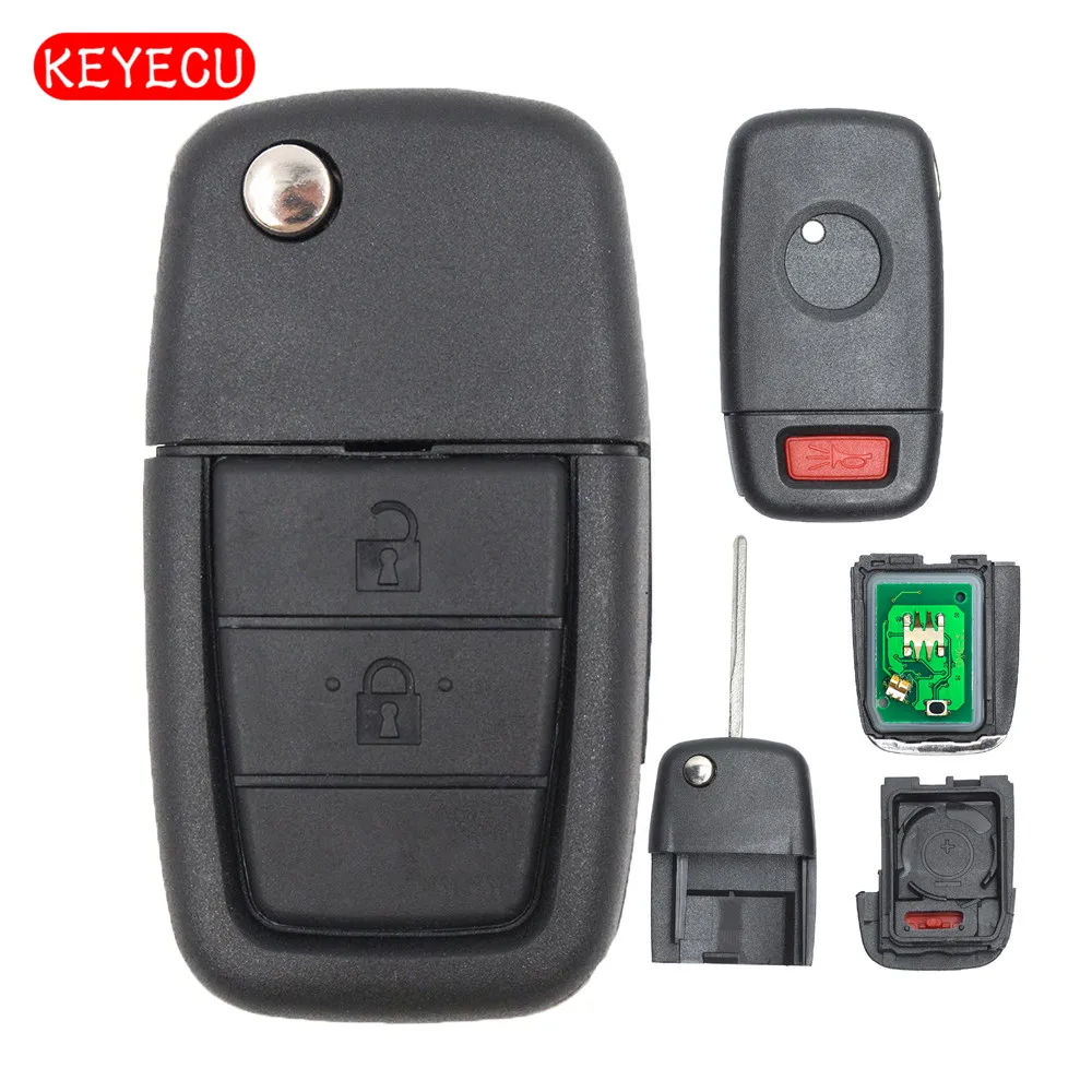 Keyecu Complete Remote Flip Key Fob 2 Button +Panic 433MHz ID46 Chip