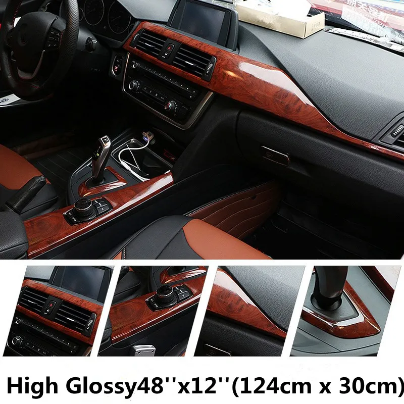 Us 14 08 20 Off High Gloss Wood Grain Vinyl Sticker Car Interior Film Wrap Roll 48 X20 124cm X 50cm In Decorative Films From Home Garden On