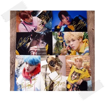 

signed Bangtan Boys autographed group photo LOVE YOURSELF 4*6 inches 7 photos set freeshipping 102017