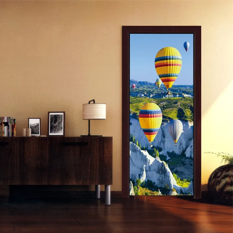 

Creative DIY 3D Effect Door Stickers Gorge Hot Air Balloon Pattern for Room Wall Decoration Home Decor Accessories Wall Sticker