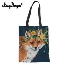 NoisyDesigns, Сумка с верхней ручкой, Женская Холщовая Сумка для покупок, забавная Цветочная лиса, рисунок, рисунок, сумка-тоут, сумка для девочек, детская сумка на плечо