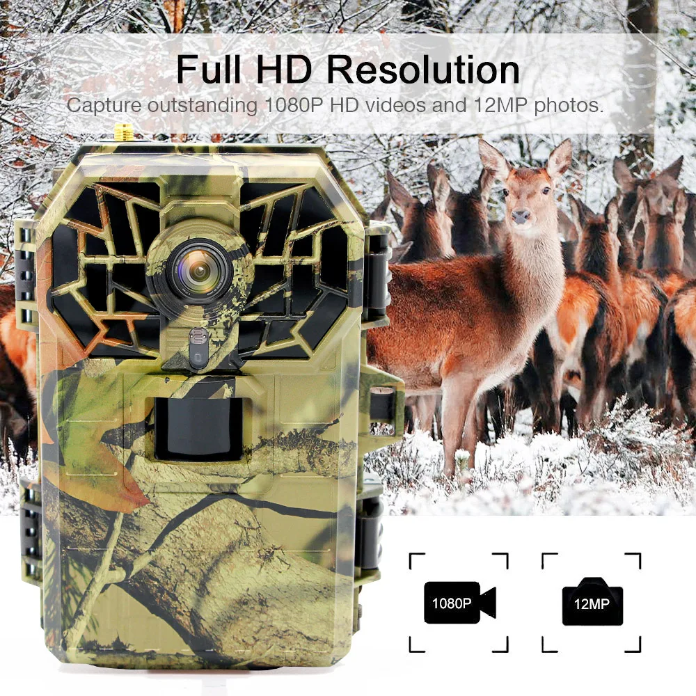 12MP Photo Traps Wildlife Camera Email MMS SMS Sending Pictures 1080P Outdoor Night Vision Hunting Traps Wild Hunting Camera 12MP Photo Traps Wildlife Camera Email MMS SMS Sending Pictures 1080P Outdoor Night Vision Hunting Traps Wild Hunting Camera