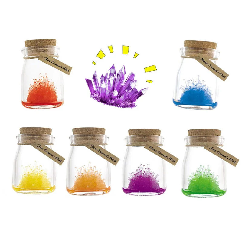 

DIY Wish Crystal Bottle With LED Night Light Crystal Raw Material 6 Colors Hand-made Crafts Lucky Crystal Child Creative Gifts