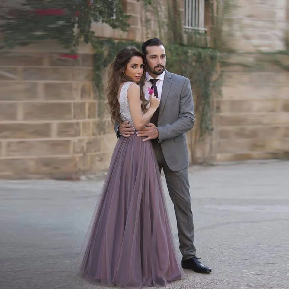 

Saudi Arabia Style Women Skirts Custom Made A Line Floor Length Long Skirt Elegant Pleated Dark Purple Full Maxi Tulle Skirts