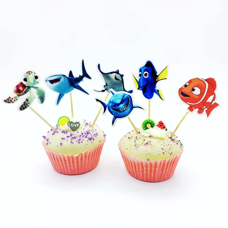 12 Ocean Sea Cupcake Wrapper Topper Party Supplies Lolly Loot Bag Cake Fish