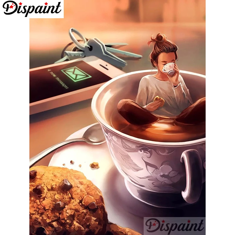 

Dispaint Full Square/Round Drill 5D DIY Diamond Painting "Teacup character" 3D Embroidery Cross Stitch Home Decor Gift A12439