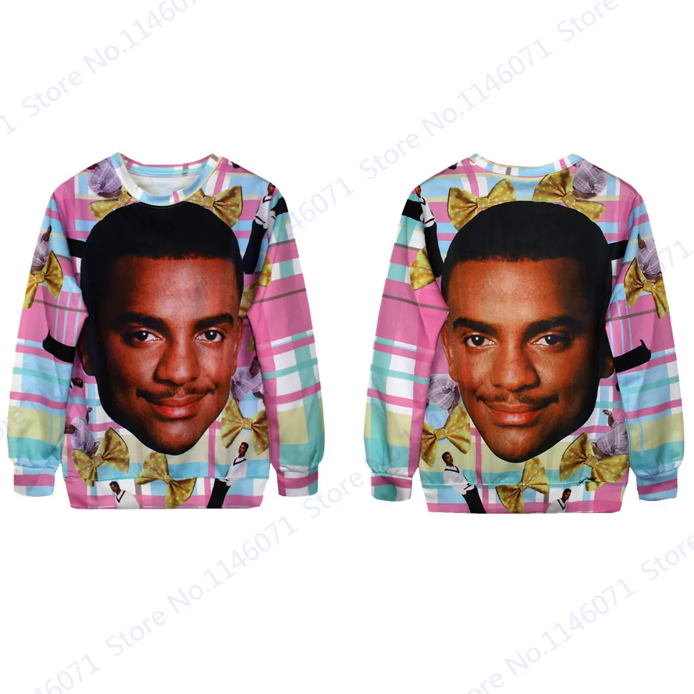 Alfonso Ribeiro Hoodie The Fresh Prince of Bel Air Exercise Sweater Autumn Pink font b Tartan