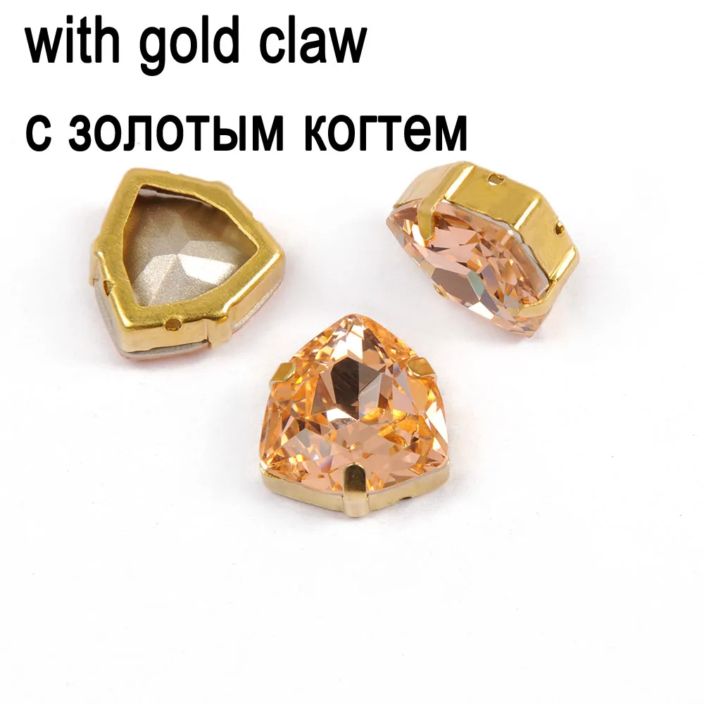 crystal with gold Светло персик 4706 Trilliant пришить стразы с цвета: золотистый, серебристый коготь зеркальная стеклянная СТРАЗА Вышивание Rhienstones для свадебное платье - Цвет: crystal with gold