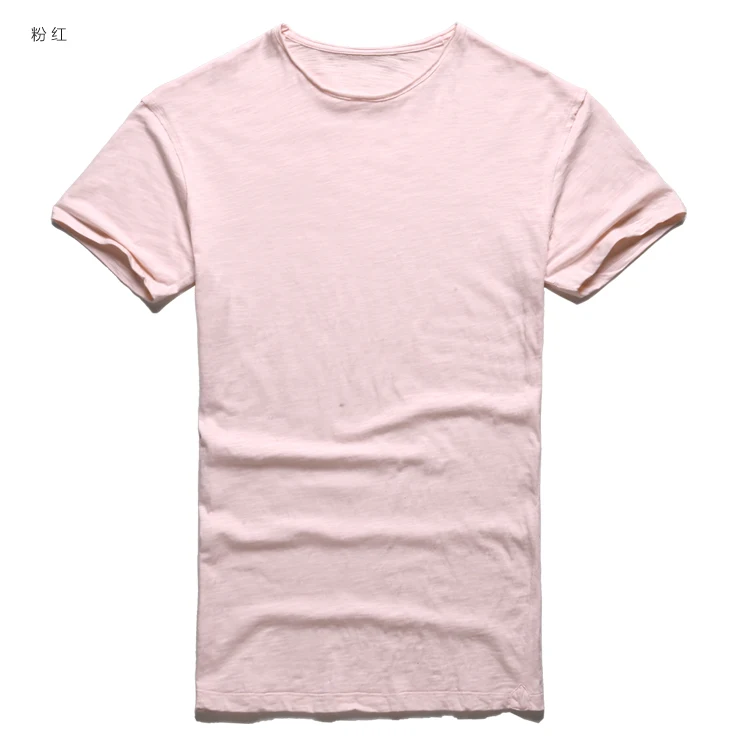 Летняя Новинка, мужские футболки из бамбукового хлопка, дышащие мужские нижнее белье, однотонная облегающая футболка с круглым вырезом и коротким рукавом, бренд T4172 - Цвет: Розовый