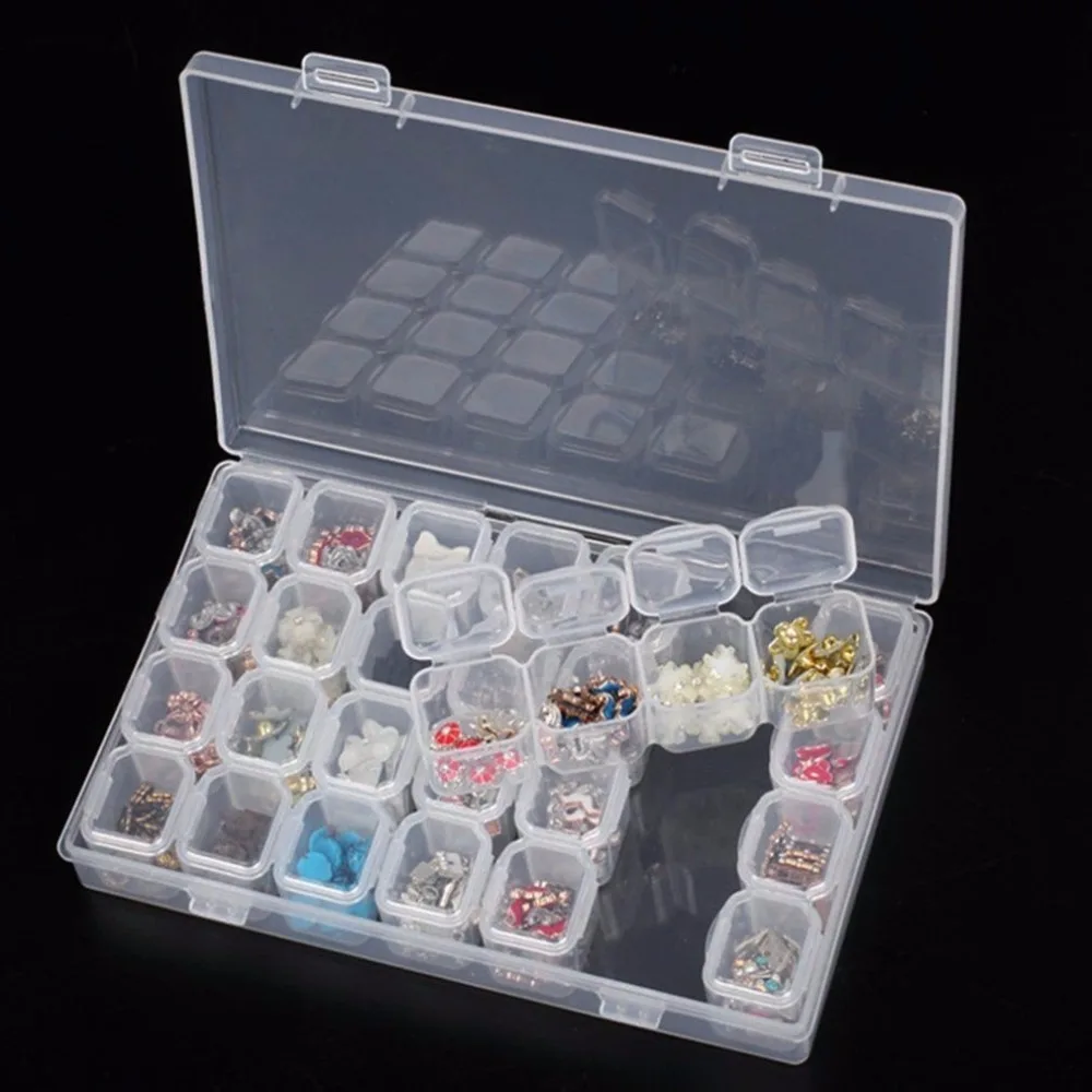 28 Slots Diamond Painting Box Diamond Embroidery Accessory Case Clear