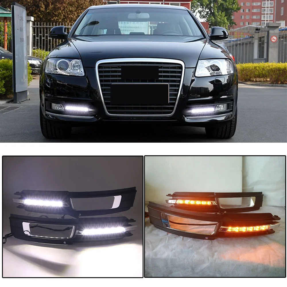

CAPQX For Audi A6L A6 C6 2009-2011 For Quattro RS Cabriolet Allroad Front LED Daytime Running Light DRL Light Fog Lamp Cover