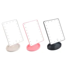 LED Make Up Mirror Cosmetic Desktop Portable Compact 16/22 LED lights Lighted Travel Makeup Mirror for women Black White pink
