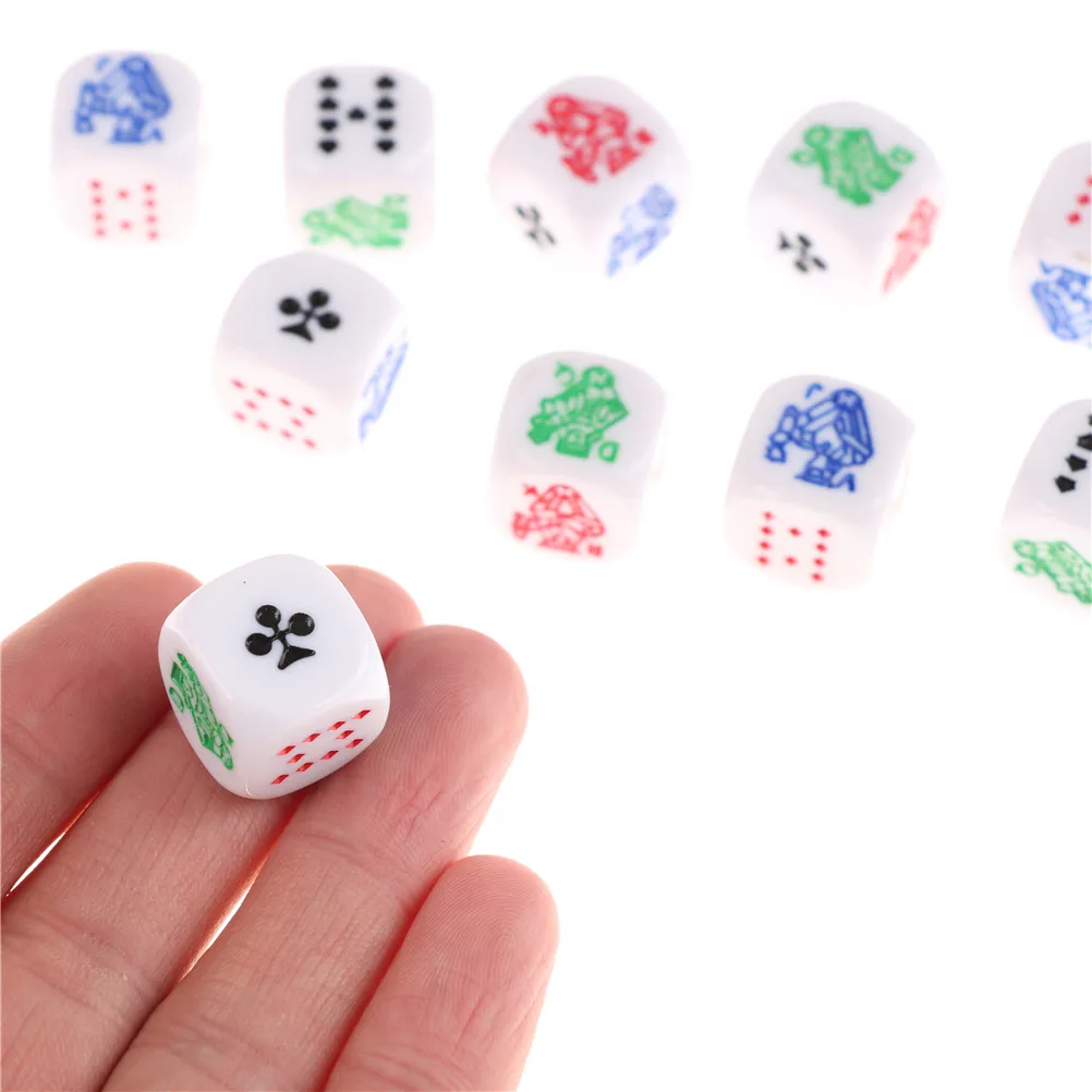 Упаковка из 10 PiecesFavours шесть Двусторонняя покер кости 12 мм для казино карточная игра покер