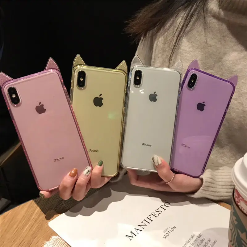 Luxury Bling Diamond Case For Iphone X 6 6s 7 8 Plus Case Soft Tpu Back Cover For Capa Iphone Xs Xr Xs Max Case Cartoon Cat Ears Fitted Cases Cellphones Telecommunications Aliexpress