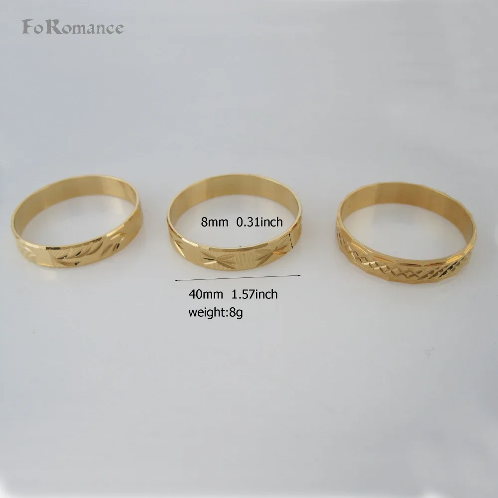 FOROMANCE/ YELLOW GOLD COLOR DIAMETER 1.6&quot &amp 2.56&quot BAND WIDTH 8MM FOUR STYLES CHILD BOY GIRL ADULT CLOSED BANGLE