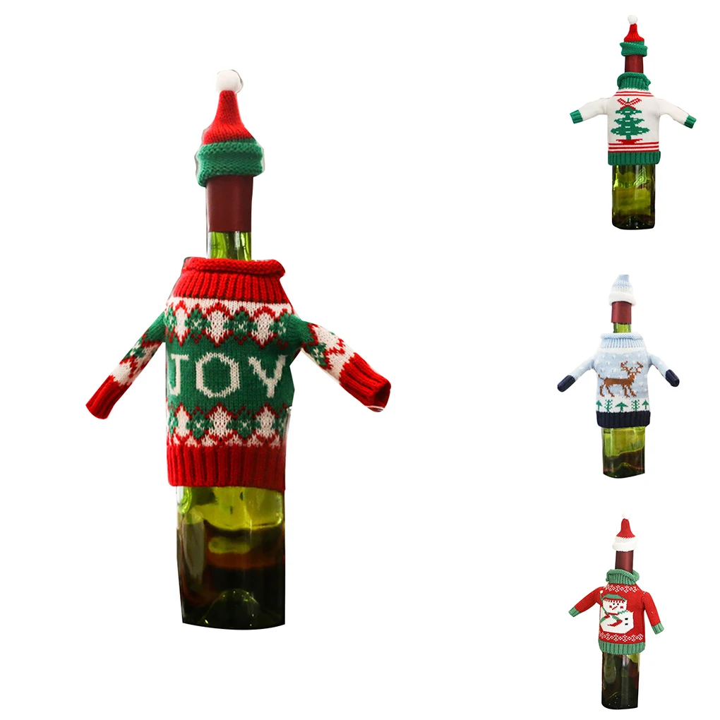 

Christmas Xmas Tree Snowman Reindeer Wine Bottle Protector Sleeve Decoration Desk Cap Topper Cover Case Bag Festival Gift