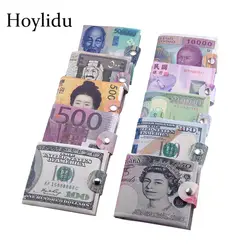 Новый шикарный Деньги Кошельки с принтом для мужчин бумажник с монета молния холст валютные ноты узор доллар фунт евро Засов унисекс