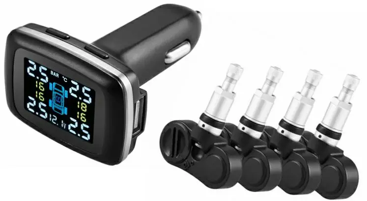 Smart Car font b TPMS b font Tyre Pressure Monitoring System cigarette lighter Digital LCD Display