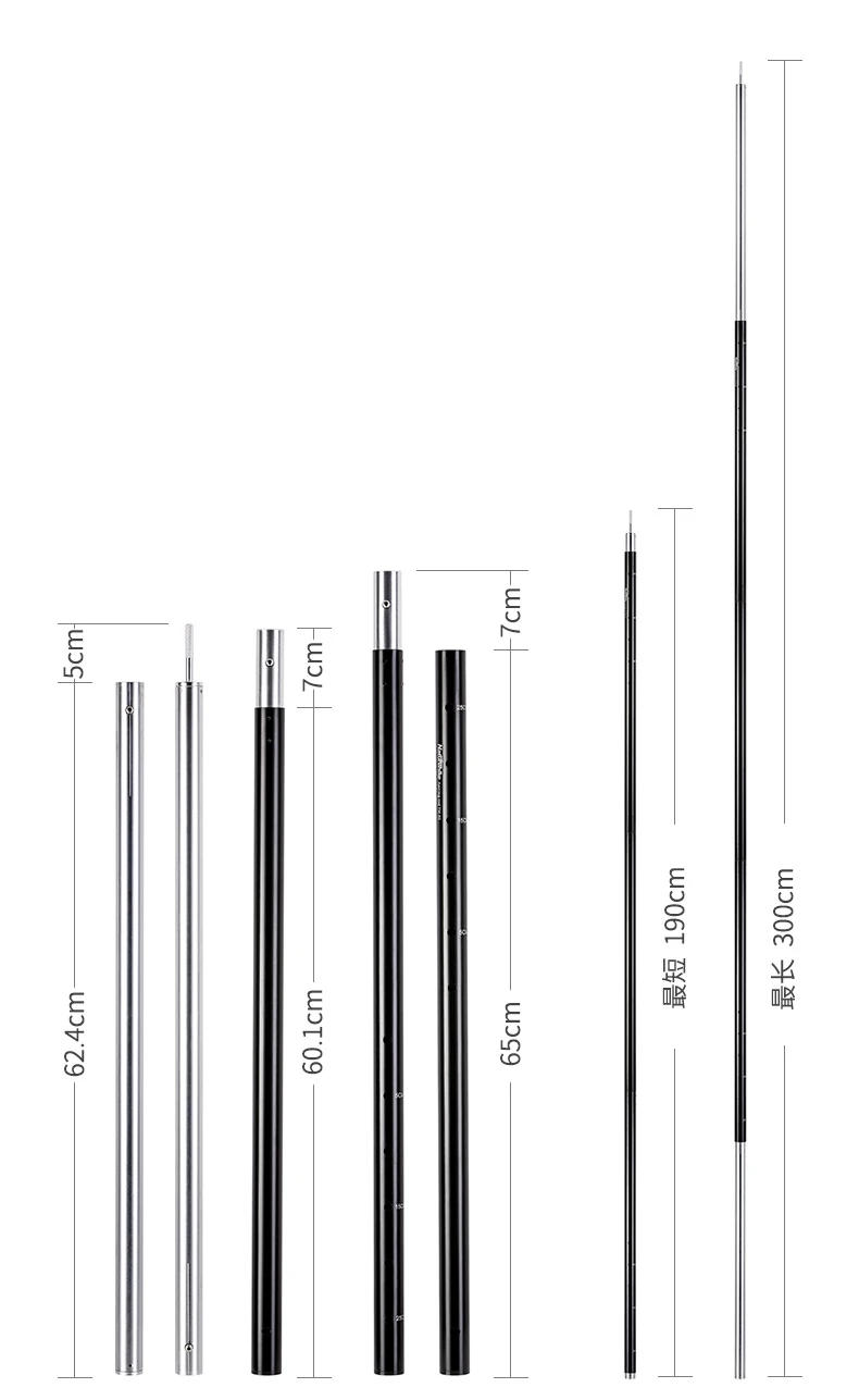 Naturehike 300 см складной Открытый Кемпинг Пешие Прогулки алюминиевые солнечные укрытия Поддержка штанги телескопический полюс палатка тент солнцезащитный козырек