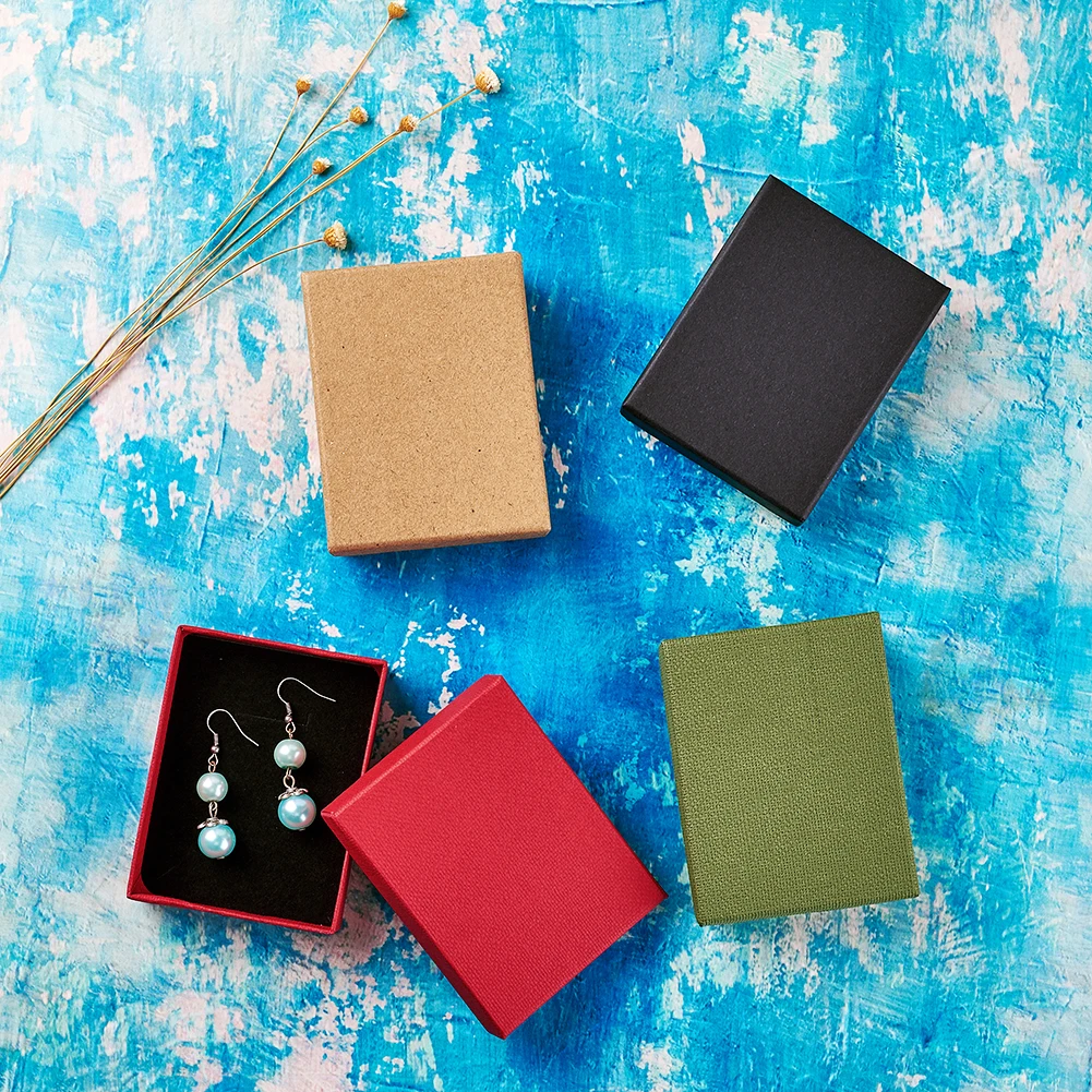 12 шт картонный ювелирный набор Подарочная коробка кольцо Ожерелье Браслеты Серьги Подарочная упаковка коробки с губкой внутри прямоугольник