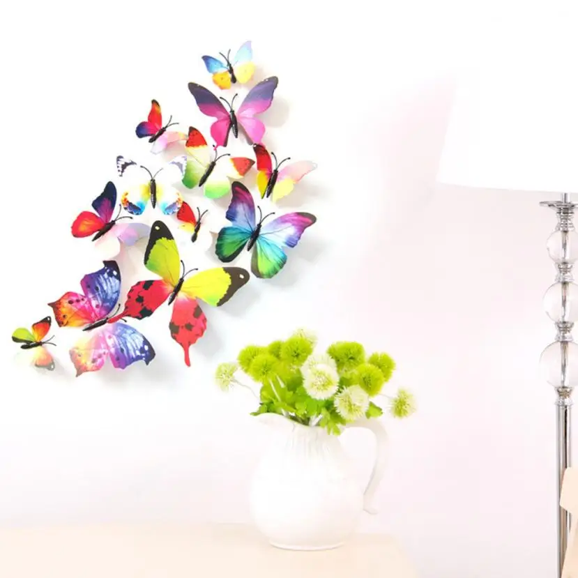 

12pcs Decal Wall Stickers Home Decorations 3D Butterfly Rainbow 17a11