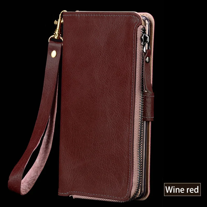 08-Wine red Многофункциональный чехол из натуральной кожи на молнии для xiaomi 9, силиконовый защитный чехол-подставка для телефона xiaomi 8, чехол - Цвет: 08-Wine red