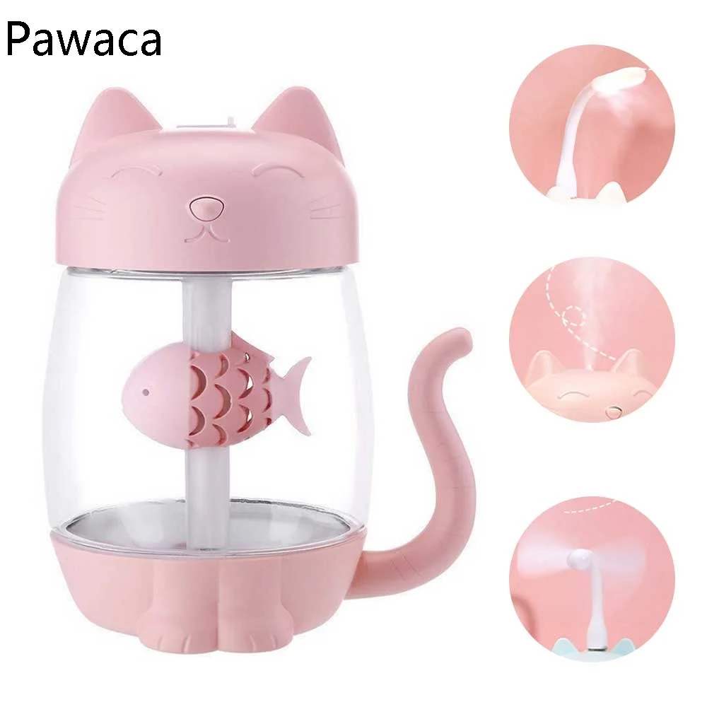 

Cute Cat Ultrasonic Humidifier 3 in 1 Aromatherapy Diffusers USB Car Air Purifier LED Nightlight Essential Oil Diffuser