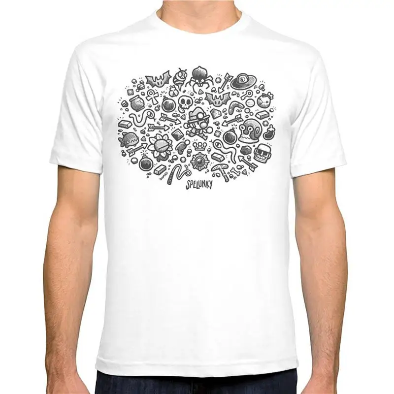 Different Colours High Quality 100% Men'S Office O-Neck Spelunky Short-Sleeve Tee