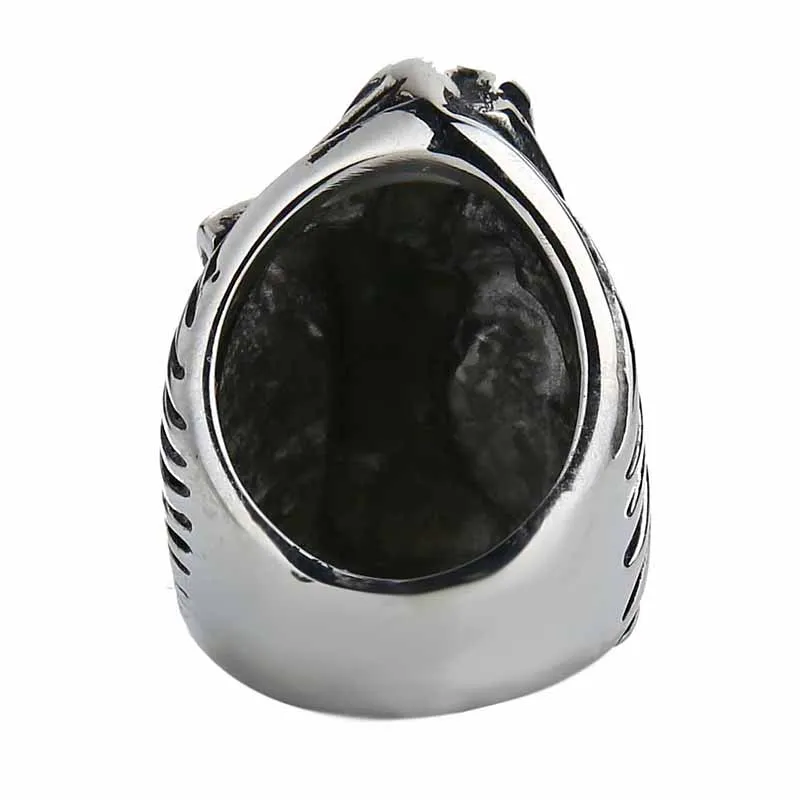 Ювелирные изделия Valily, мужское Большое тяжелое кольцо из нержавеющей стали, серебряное черное кольцо Angel Godness, винтажное байкерское кольцо для мужчин, винтажные кольца