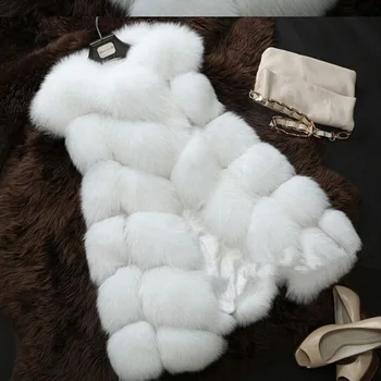 

Faux Fur Coat Winter Women Fashion Streetwear Casual Warm Sleeveless Faux Fox Fur Vest Casaco Feminino