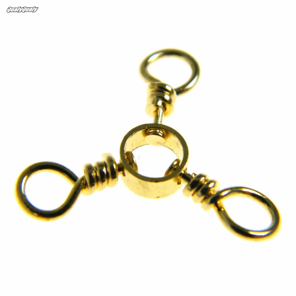 100Pcs Bronze 6 3 Way Connector Fishing Swivels Brass Fishing Barrel