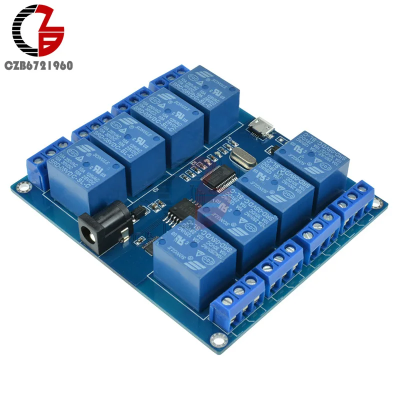 DC 5V 10A 8 Channel Relay Module Micro USB Board With Indicator PC Upper Computer ICSE014A Software Control DC 5V 10A 8 Channel Relay Module Micro USB Board With Indicator PC Upper Computer ICSE014A Software Control