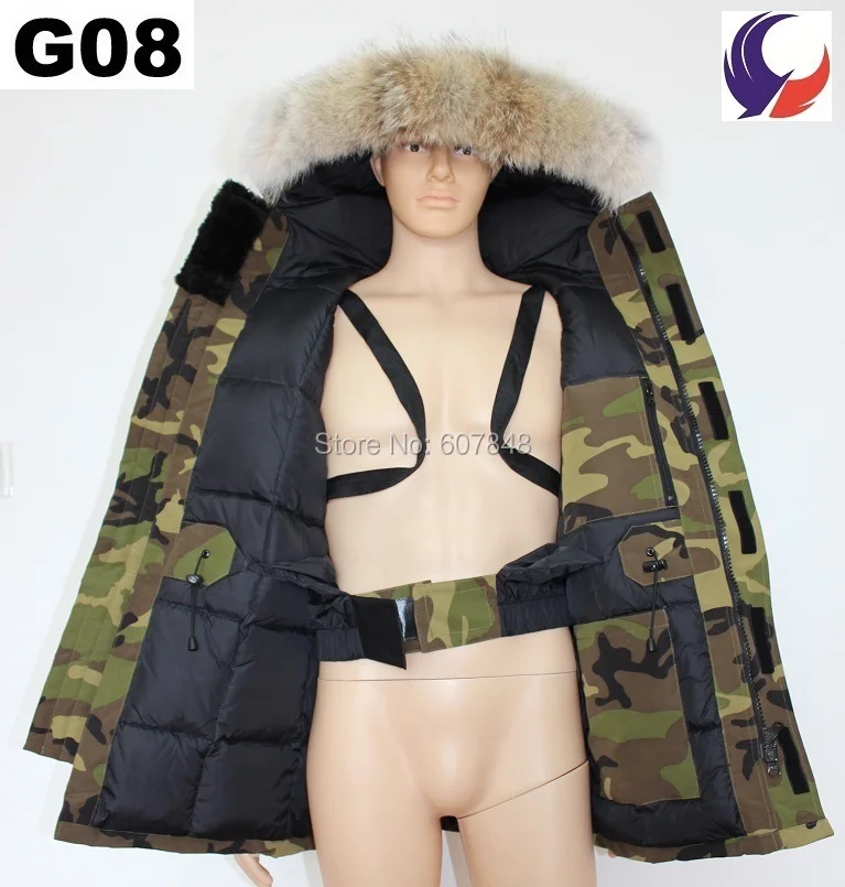 Классическое мужское зимнее-40 градусов пальто, куртка-парка с гусиным пухом, куртка с натуральным большим меховым воротником для Антарктиды G08