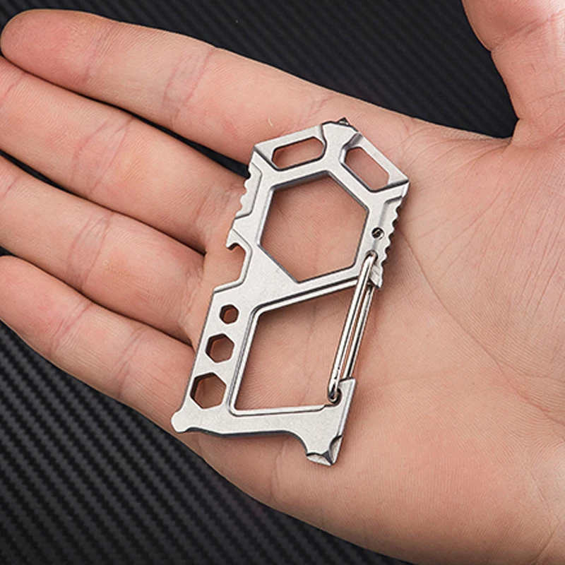Quick-hanging buckle Tungsten steel keychain Stainless steel bottle opener Wrench Screwdriver Survival EDC