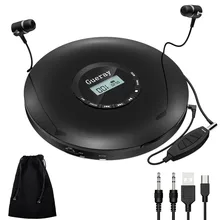Cd player portátil com fone de ouvido, bateria recarregável de 1400mah, à prova de choque, disco musical walkman
