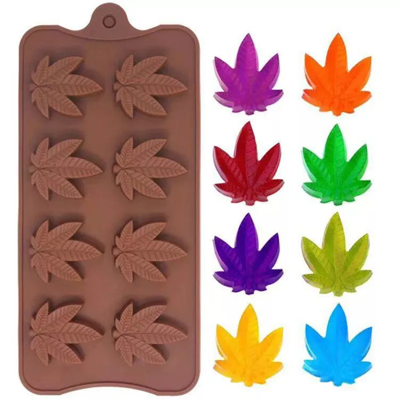 

4YANG 8 with Leaf Chocolate Silicone Mold Three-dimensional Maple Leaf Ice Tray Pudding Mold DIY Baking Tool Cake Tool