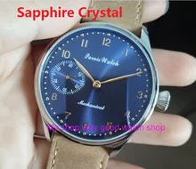 Sapphire Crystal 2017 new fashion PARNIS 44mm blue dial 6497 Mechanical Hand Wind movement High quality men’s watch 67A