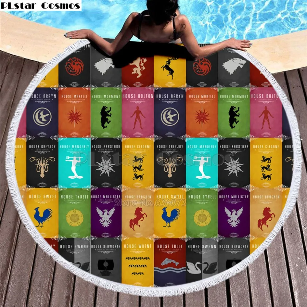 

Game of Thrones Blanket Women Bath Towel for Beach Thick Round 3d print Fabric Quick Compressed Towel new style-7