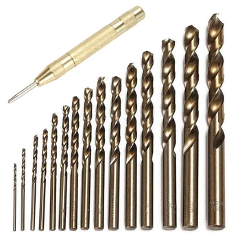

GYTB 15Pcs Metric M35 Cobalt Steel Drill Set Heat-Resistant Thread Drill Bit With Straight Shank 1.5-10Mm Steel Pounch Split D