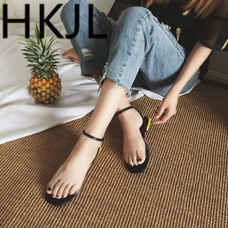 

HKJL Fashion Fairy sandals new summer 2019 all-in-one transparent buckle flats retro all-in gladiator shoes A325